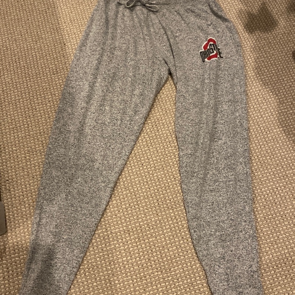 washed grey ohio state joggers, barely warn super soft
